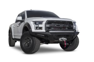 Ford F-150 Raptor Front Bumper - Addictive Desert Designs - HoneyBadger with Winch Mount - Hammer Black with Satin Black Panels - `17-`18